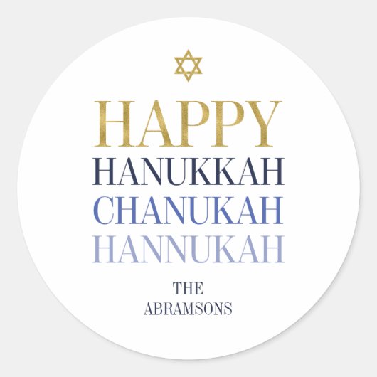 Happy Hanukkah Chanukah Holiday Round Sticker (Voorkant)