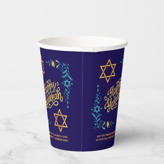 HAPPY HANUKKAH Chanukah Papieren Bekers (Rechts)