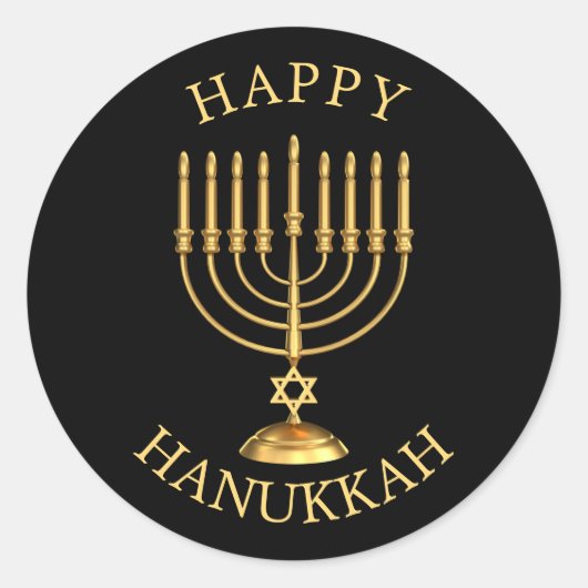 Happy Hanukkah Classic Round Sticker (Voorkant)