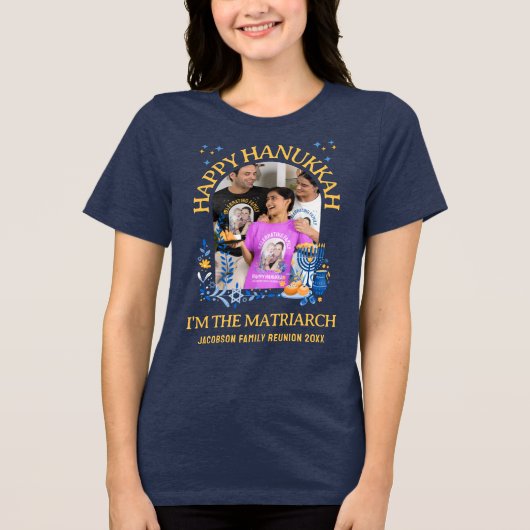 HAPPY HANUKKAH Custom Photo MATRIARCH Tri-Blend Shirt (Voorkant)