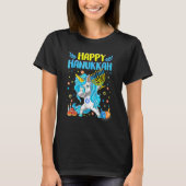 Happy Hanukkah Dabbing Jewish Unicorn Kids Chanuka T-shirt (Voorkant)