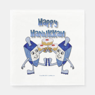 Happy Hanukkah Dancing Dreidels Doughnut Napkins Servet