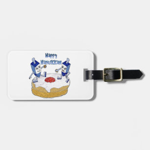 Happy Hanukkah Dancing Dreidels Jelly Doughnut Bagagelabel