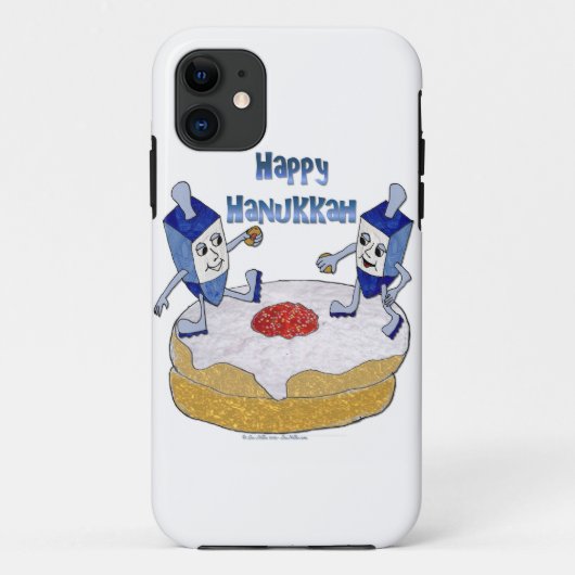 Happy Hanukkah Dancing Dreidels Jelly Doughnut Case-Mate iPhone Case (Achterkant)