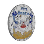 Happy Hanukkah Dancing Dreidels Jelly Doughnut Dartbord (Voorkant Links)