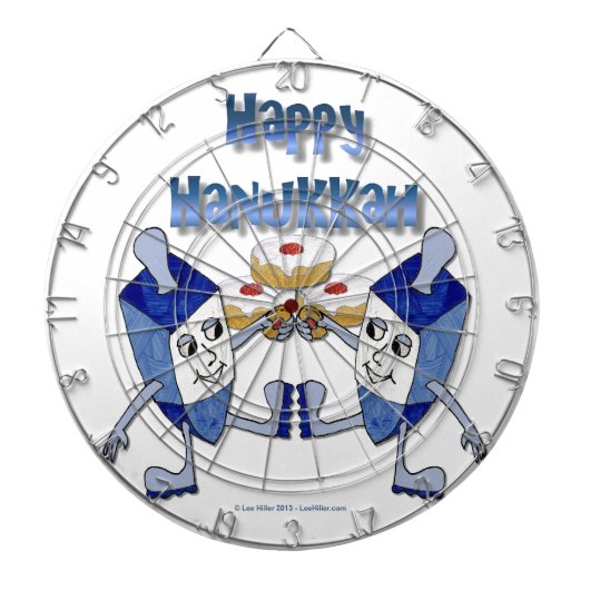 Happy Hanukkah Dancing Dreidels Jelly Doughnut Dartbord (Voorkant)