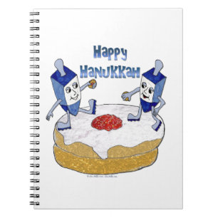 Happy Hanukkah Dancing Dreidels Jelly Doughnut Notitieboek