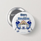 Happy Hanukkah Dancing Dreidels Jelly Doughnut Ronde Button 5,7 Cm (Voorkant /achterkant)