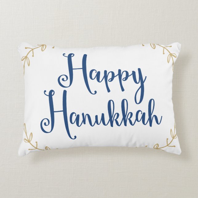 Happy Hanukkah Decoratief Kussen (Voorkant)