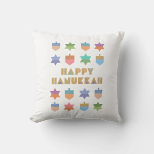 Happy Hanukkah Dreidels en Stars Kussen