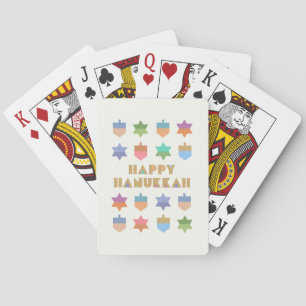 Happy Hanukkah Dreidels en Stars Pokerkaarten