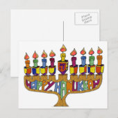 Happy Hanukkah Dreidels Menorah Feestdagenkaart (Voorkant / Achterkant)