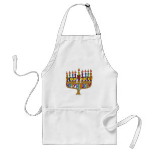 Happy Hanukkah Dreidels Menorah Standaard Schort