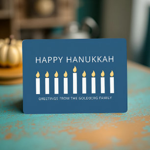 Happy Hanukkah   Eenvoudige en moderne kaarsengroe Feestdagenkaart