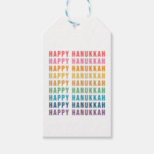Happy Hanukkah   Eenvoudige regenboogkleuren — Typ Cadeaulabel