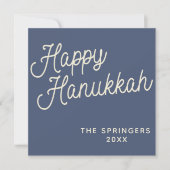 Happy Hanukkah | Eenvoudige Retrotypografie in bla Feestdagenkaart (Voorkant)