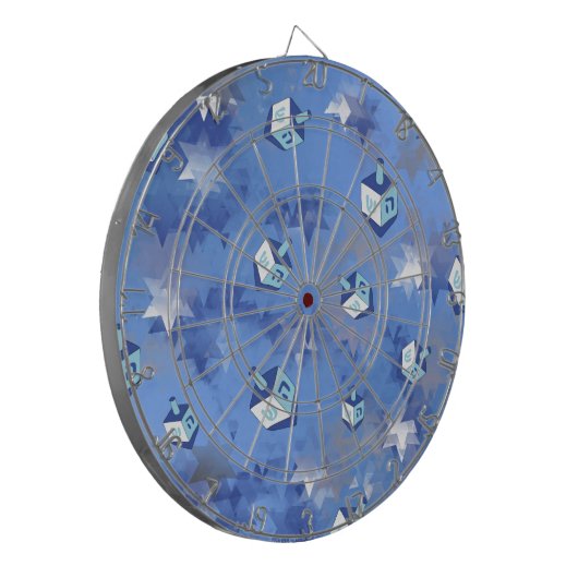 Happy Hanukkah Falling Star en Dreidels Dartbord (Voorkant Links)