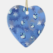 Happy Hanukkah Falling Star en Dreidels Keramisch Ornament (Rechts)