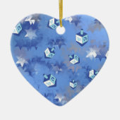 Happy Hanukkah Falling Star en Dreidels Keramisch Ornament (Voorkant)