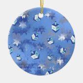 Happy Hanukkah Falling Star en Dreidels Keramisch Ornament (Voorkant)