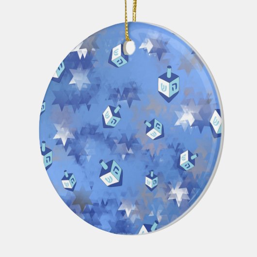 Happy Hanukkah Falling Star en Dreidels Keramisch Ornament (Links)