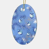 Happy Hanukkah Falling Star en Dreidels Keramisch Ornament (Links)