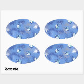 Happy Hanukkah Falling Star en Dreidels Ovale Sticker (Vel)
