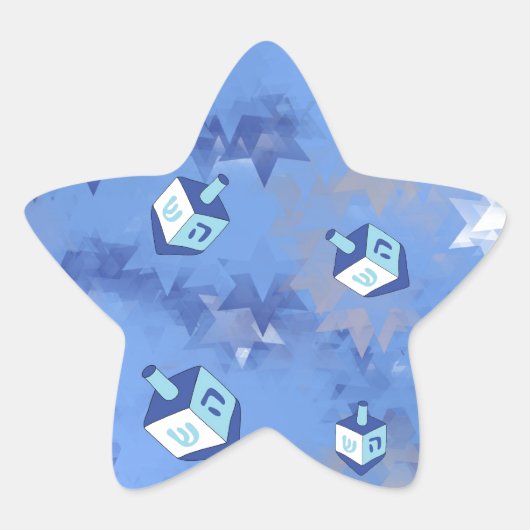 Happy Hanukkah Falling Star en Dreidels Ster Sticker (Voorkant)