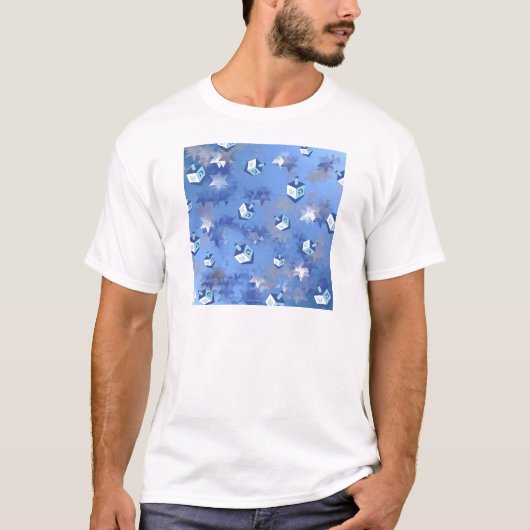 Happy Hanukkah Falling Star en Dreidels T-shirt (Voorkant)