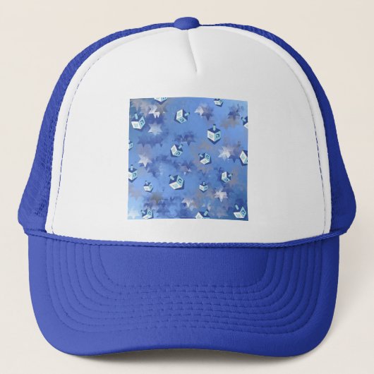Happy Hanukkah Falling Star en Dreidels Trucker Pet (Voorkant)