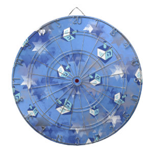 Happy Hanukkah Falling Stars and Dreidels Dartbord
