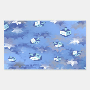Happy Hanukkah Falling Stars and Dreidels Rechthoekige Sticker