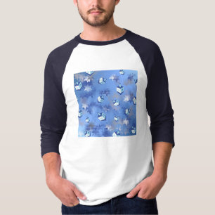 Happy Hanukkah Falling Stars and Dreidels T-shirt