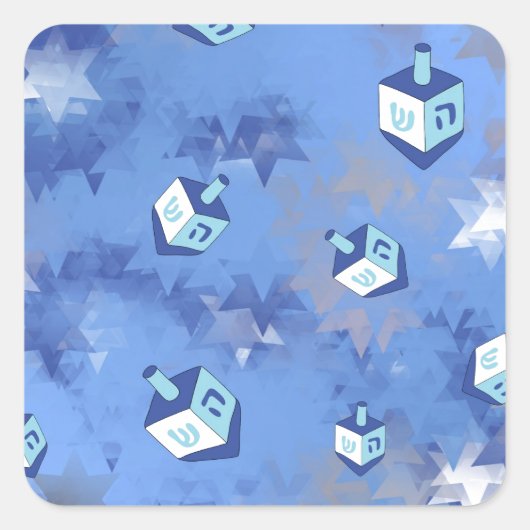 Happy Hanukkah Falling Stars and Dreidels Vierkante Sticker (Voorkant)