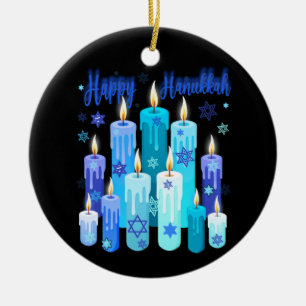Happy Hanukkah Festival van de lichtster van David Keramisch Ornament