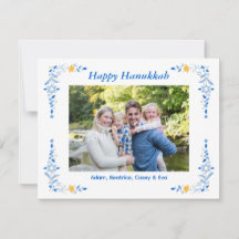 Happy Hanukkah Flat Photo Holiday Card