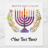 Happy Hanukkah-fleslabels Wijn Etiket (Enkel label)