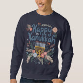 Happy Hanukkah FLorals Hand-getrokken kunst Trui (Voorkant)