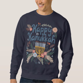 Happy Hanukkah FLorals Hand-getrokken kunst Trui