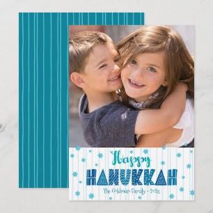 Happy Hanukkah-fotografie Blauwgroen Feestdagenkaart