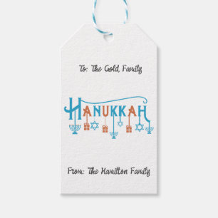 Happy Hanukkah Gift Label - pas de naam aan Cadeaulabel