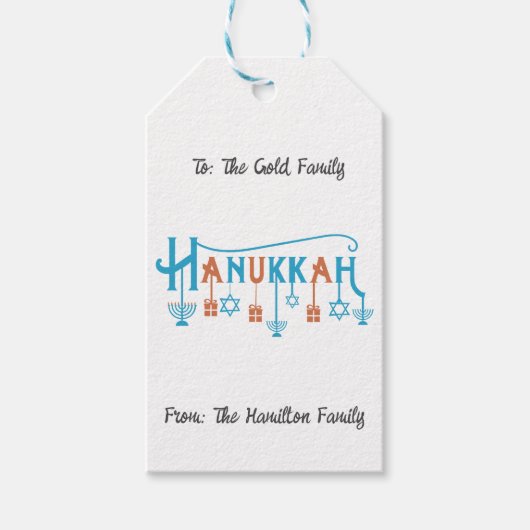Happy Hanukkah Gift Label - pas de naam aan Cadeaulabel (Voorkant)