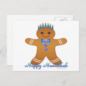 Happy Hanukkah Gingerbread Man Menorah Feestdagenkaart (Voorkant / Achterkant)