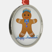 Happy Hanukkah GingerbrooMan Menorah Metalen Ornament (Rechts)