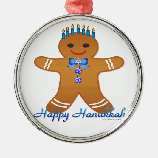 Happy Hanukkah GingerbrooMan Menorah Metalen Ornament (Voorkant)