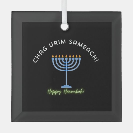 Happy Hanukkah! Glas Ornament (Voorkant)