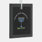 Happy Hanukkah! Glas Ornament (Voorkant Rechts)