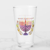 Happy Hanukkah Glass Tumbler (Achterkant)