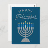 Happy Hanukkah Glitter Briefkaart (Voorkant / Achterkant)