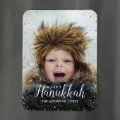 Happy Hanukkah | Glitz Faux Glitter Photo Overlay Magneet